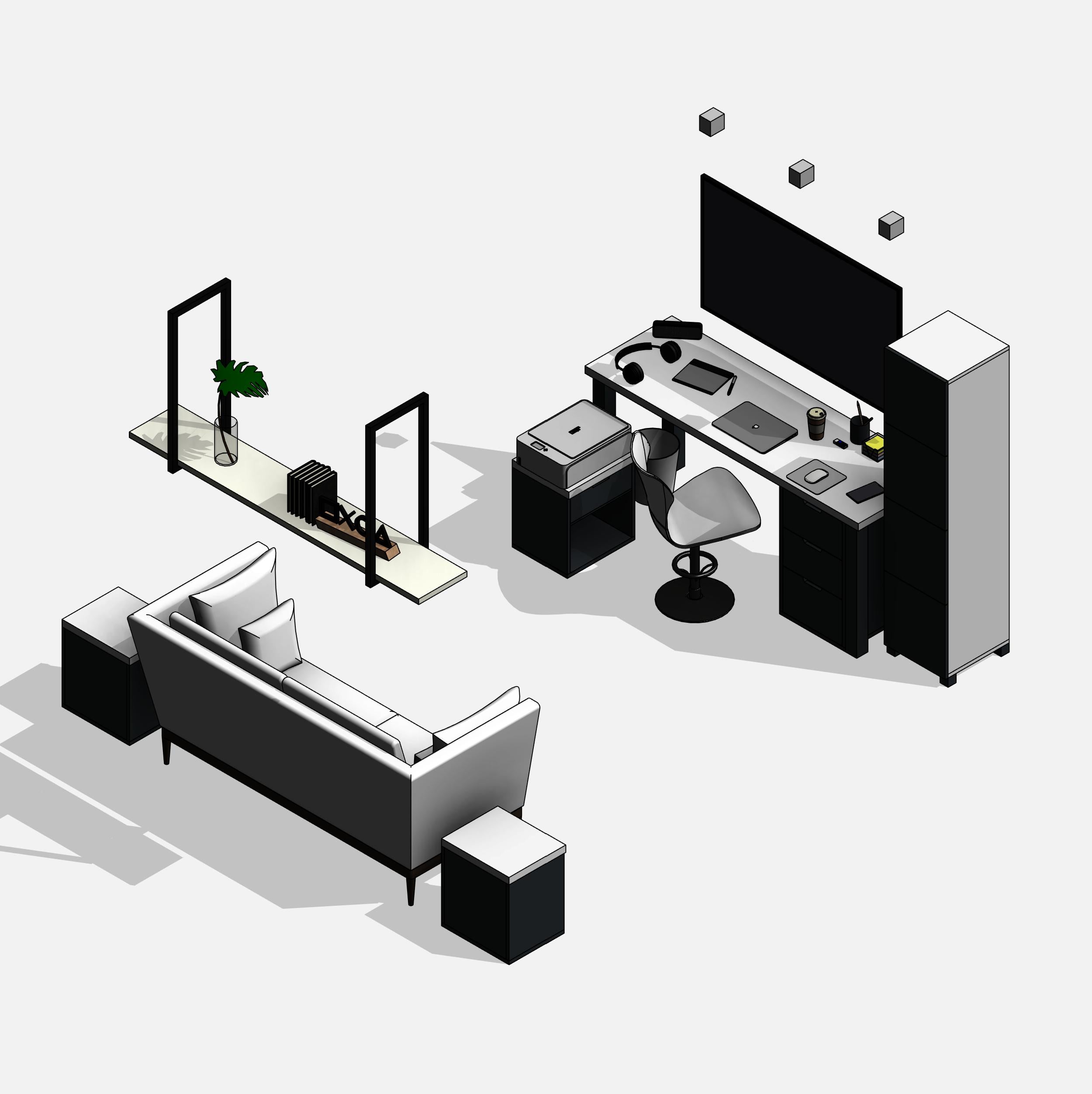 revit office furniture decor