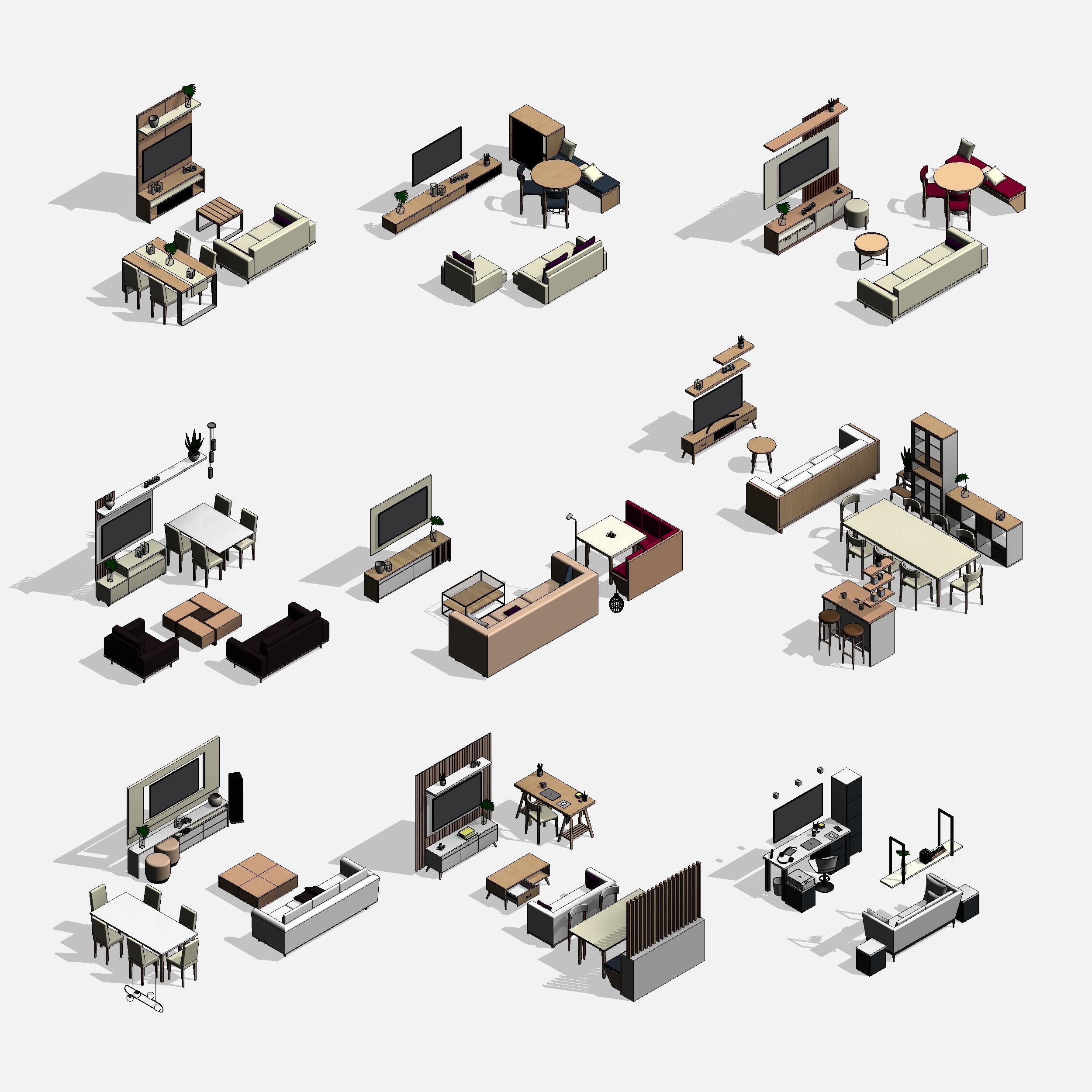 living room revit furniture 