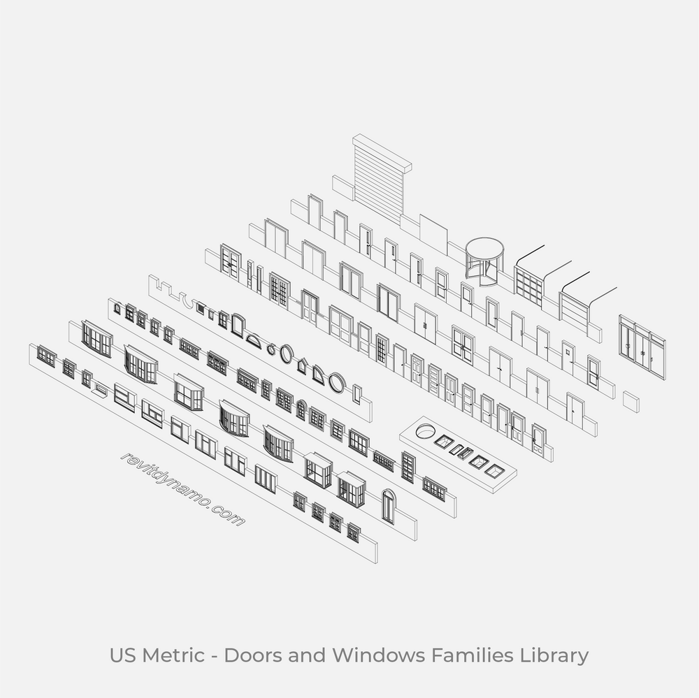 Revit 3D Doors and Windows Families Library (Metric) | Free Download ...