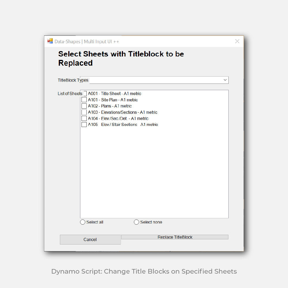 Dynamo Script: Change Title Blocks on Specified Sheets