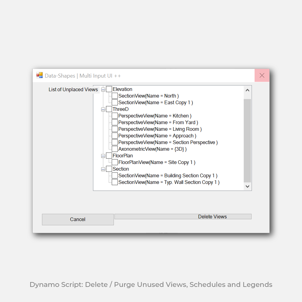 Dynamo Script: Delete / Purge Unused Views, Schedules and Legends