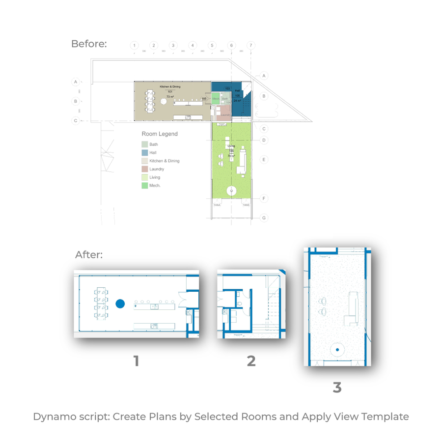 Dynamo Script: Create Plans by Selected Rooms and Apply View Template ...