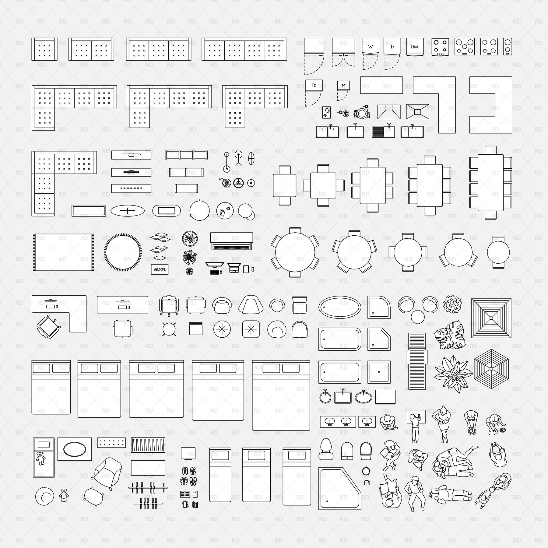Delivery Room Rvt Block Revit 2D Parametric Furniture Families (116 Items) RD Studio
