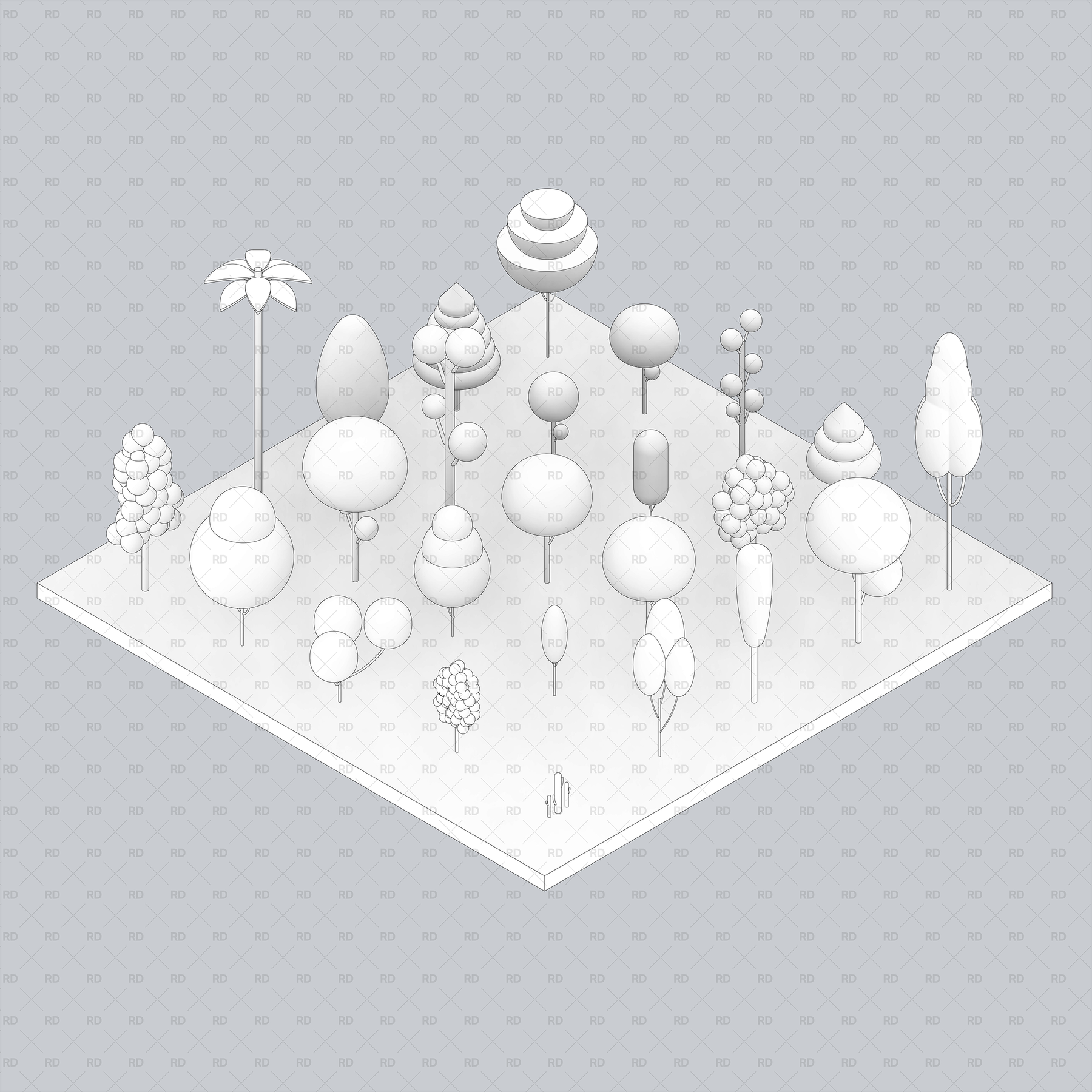 Revit 3D Cute Concept Trees (25 Trees) | Low Poly | Revit Dynamo