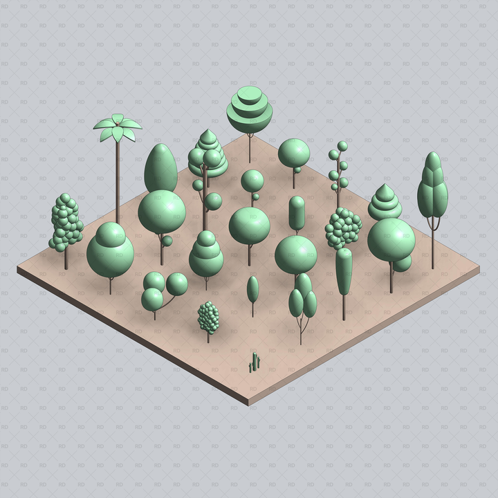 Revit 3D Cute Concept Trees (25 Trees) | Low Poly | Revit Dynamo