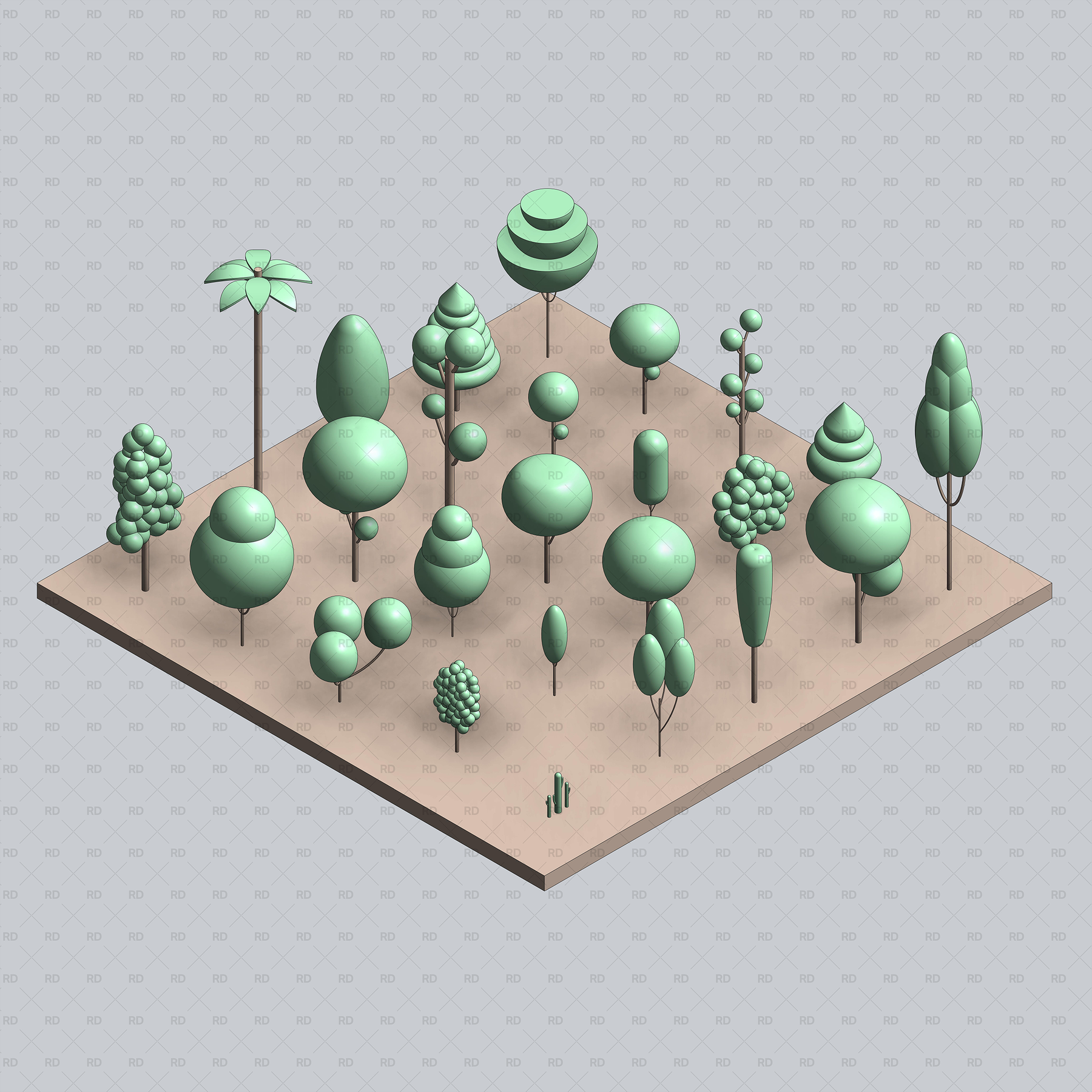 Revit 3D Cute Concept Trees (25 Trees) | Low Poly | Revit Dynamo