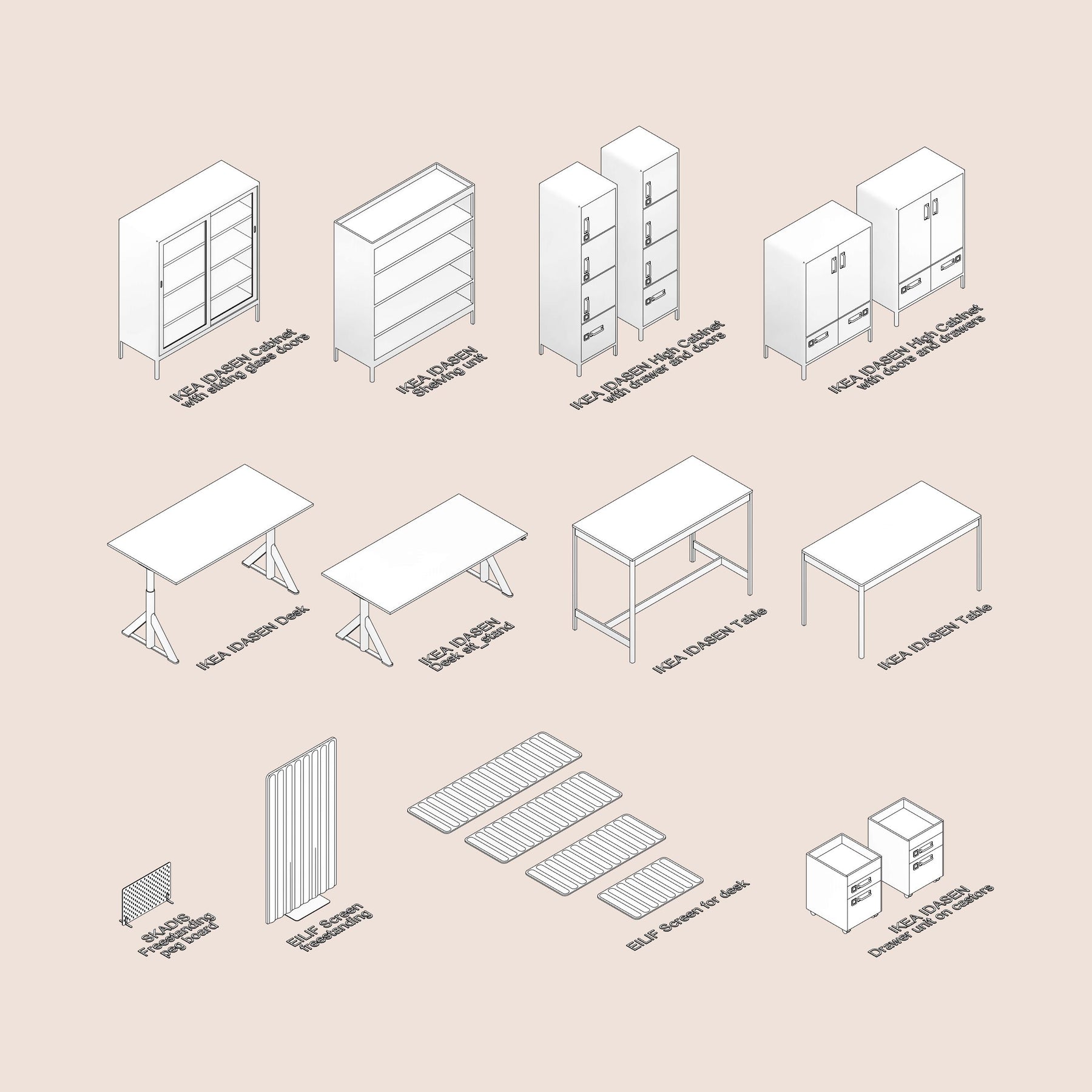 Office Furnitures Rvt Parametric Furniture for Office Space Families for Revit | RD Studio