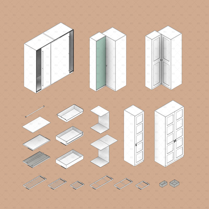 Parametric Wardrobe and Interior Organizers Families for Revit | RD Studio
