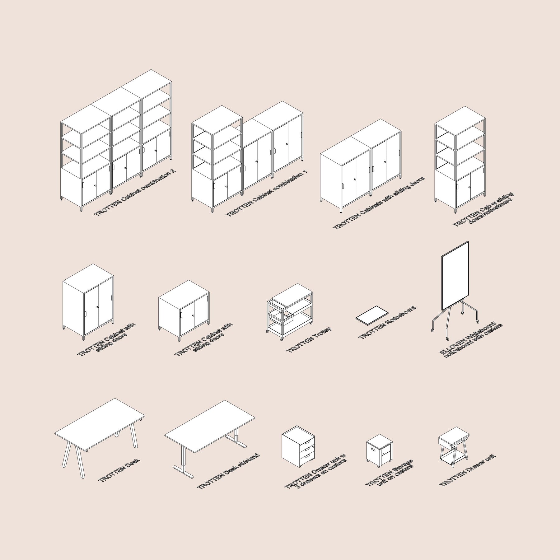 Office Table Rivet Parametric Office Furniture Families for Revit | RD Studio