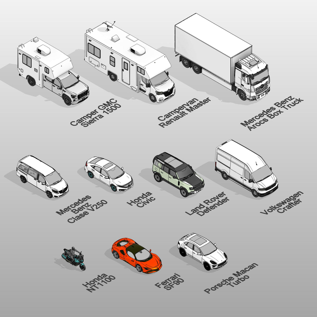 Revit 3D Vehicles Mega Pack | Download Vehicles and Cars Revit Families ...