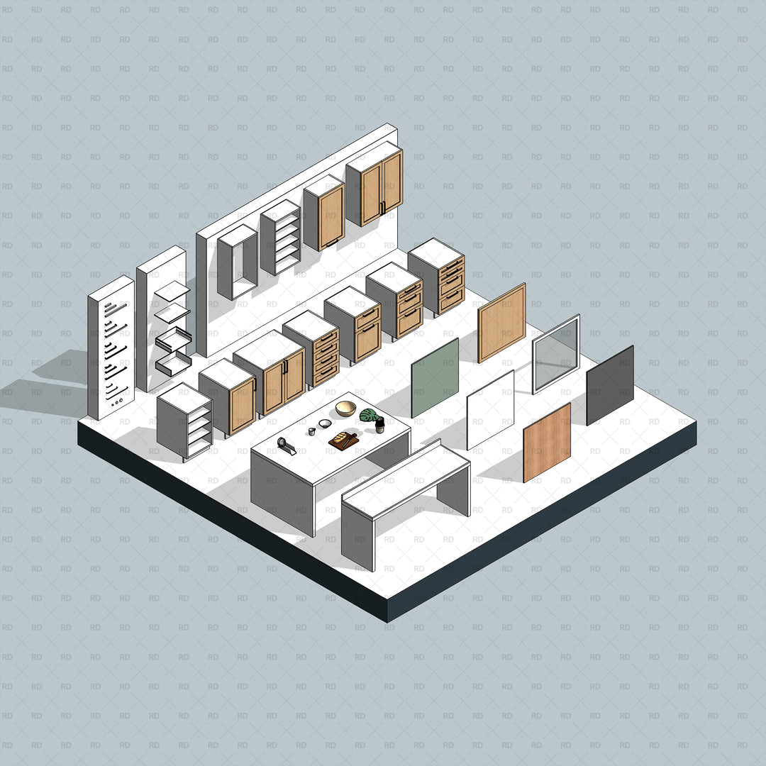 Download Kitchen Revit Families | Cabinets, countertops | RD Studio