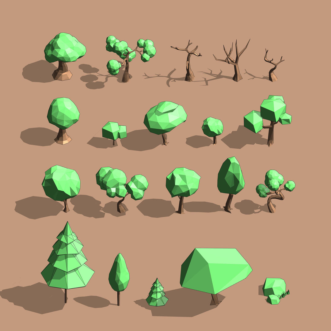 Revit 3D Cute Concept Trees (20 Trees) | Low Poly | Revit Dynamo