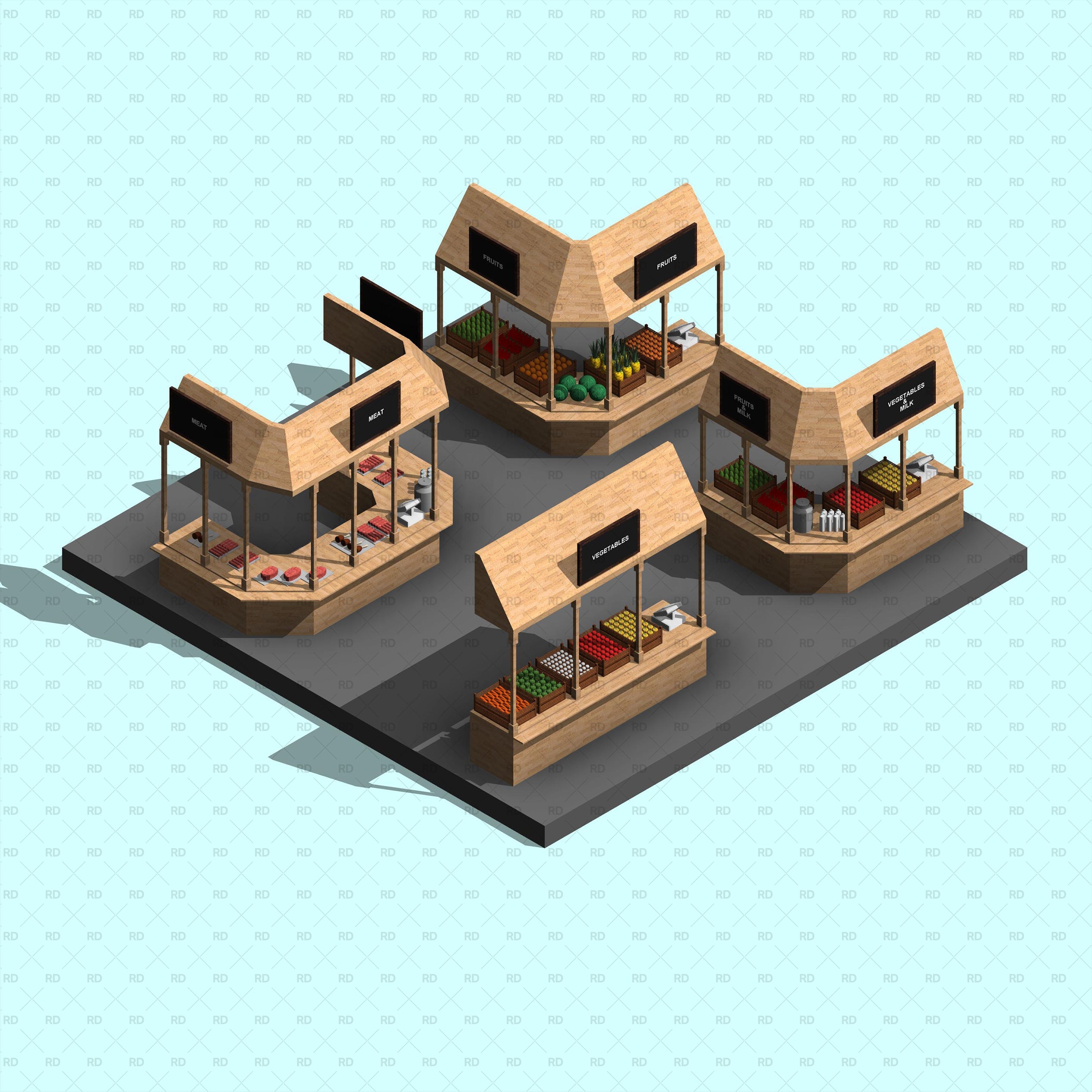 market stall revit family 
