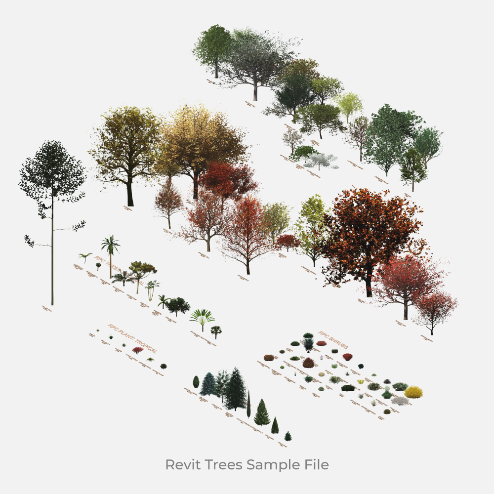 Revit 3D RPC Tree Families Samples free download