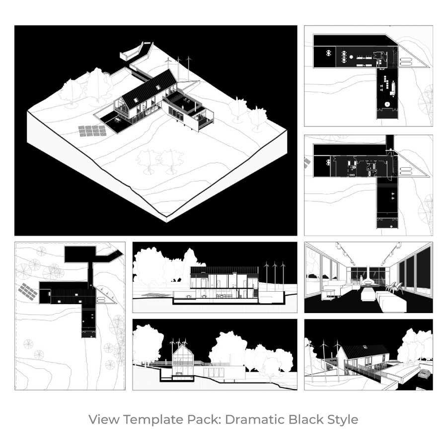 Revit View Templates Presentation Dramatic Black | RD Studio