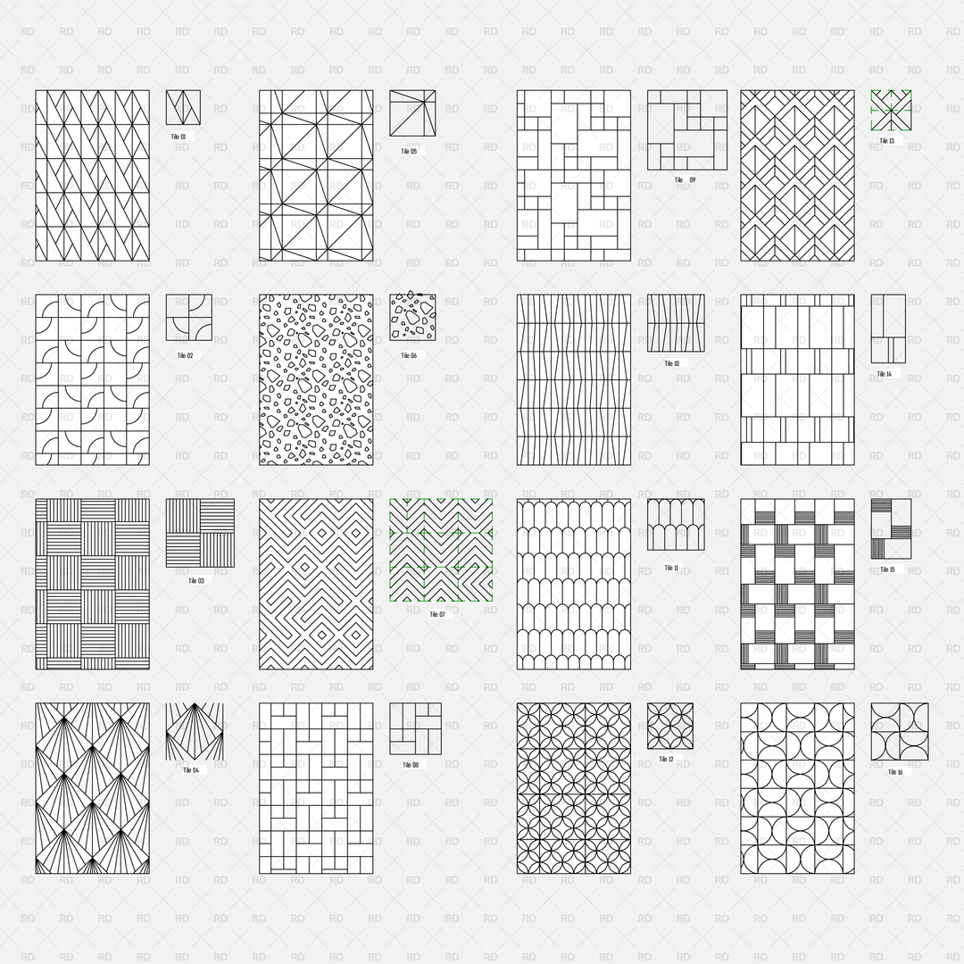 Revit Pattern Block Revit Patterns Library - Modern Tiles | Download RVT | Revit Dynamo
