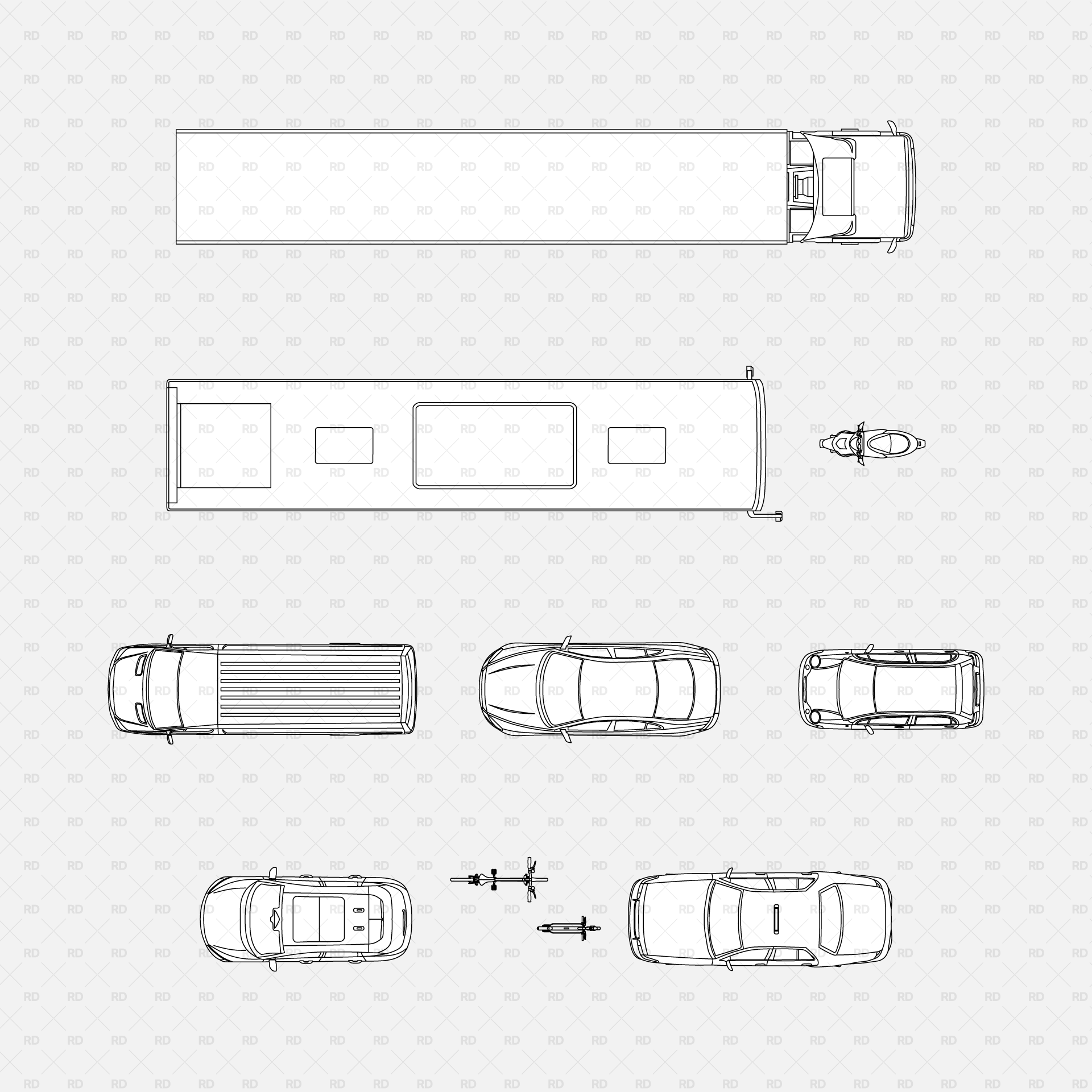 Revit 2D Vehicles top view