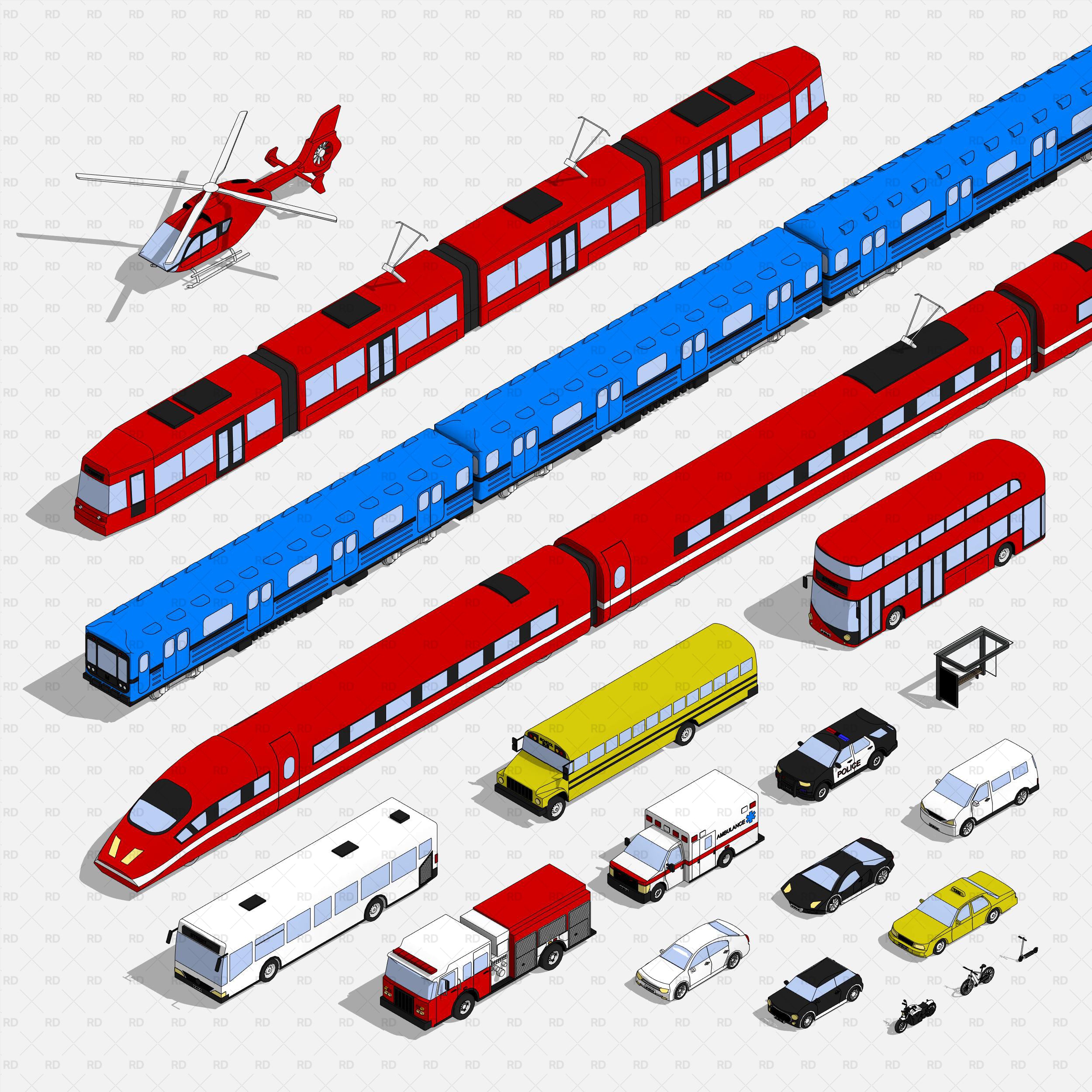 Revit Vehicles and Public Transportation Super Mega Pack - RD Studio