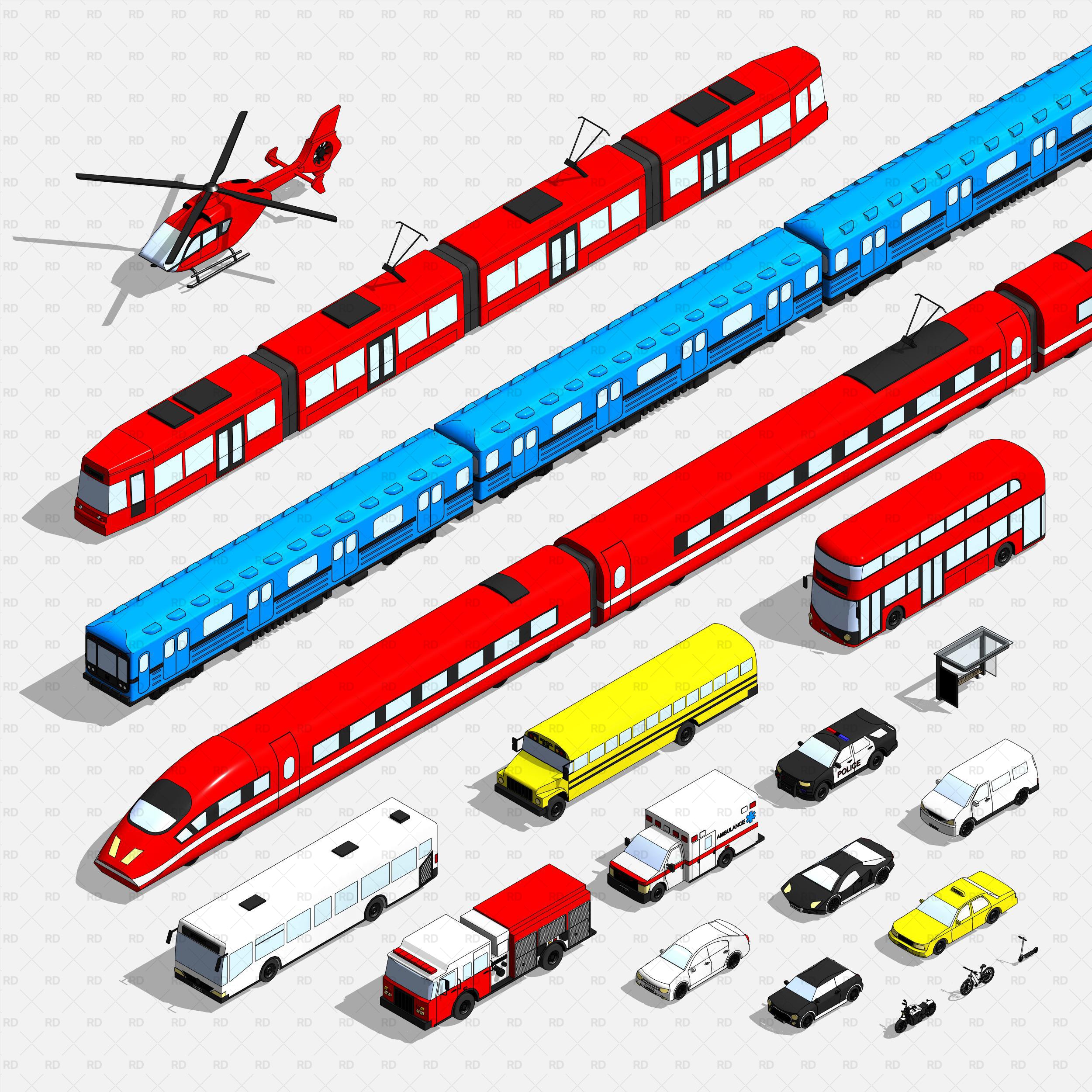 Revit Vehicles and Public Transportation Super Mega Pack - RD Studio