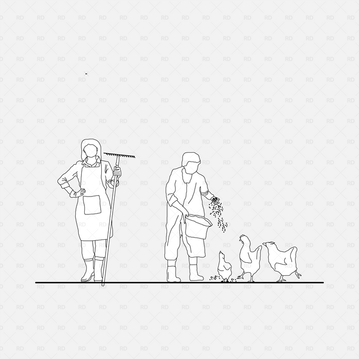 Revit 2D People at the Farm (32 Figures) | RD Studio