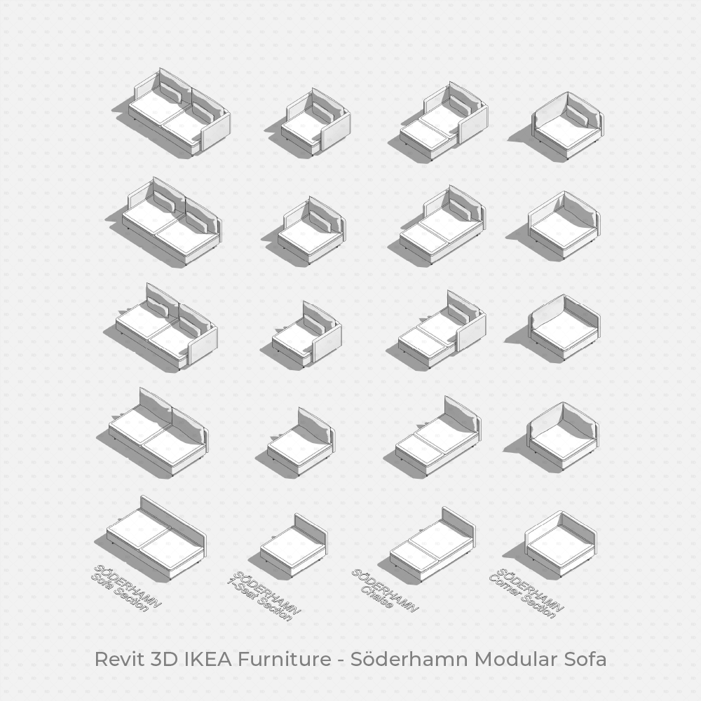 IKEA Revit Furniture Families SÖDERHAMN Modular Sofa