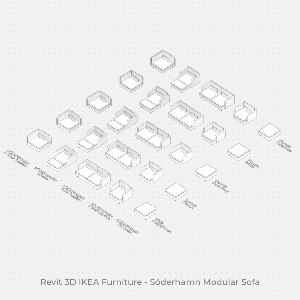 Prefab Module Revit Modular Sofa Families for Revit | RD Studio