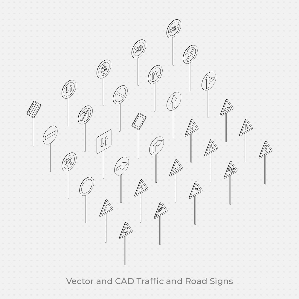 Signages Rvt Blocks CAD Blocks & Vector Road and Traffic Signs (60 Figures) | Download DWG ...
