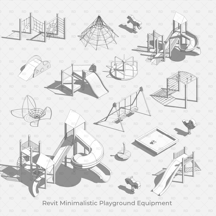 Revit Minimalistic Playground Equipment Families | Download RVT | Revit ...