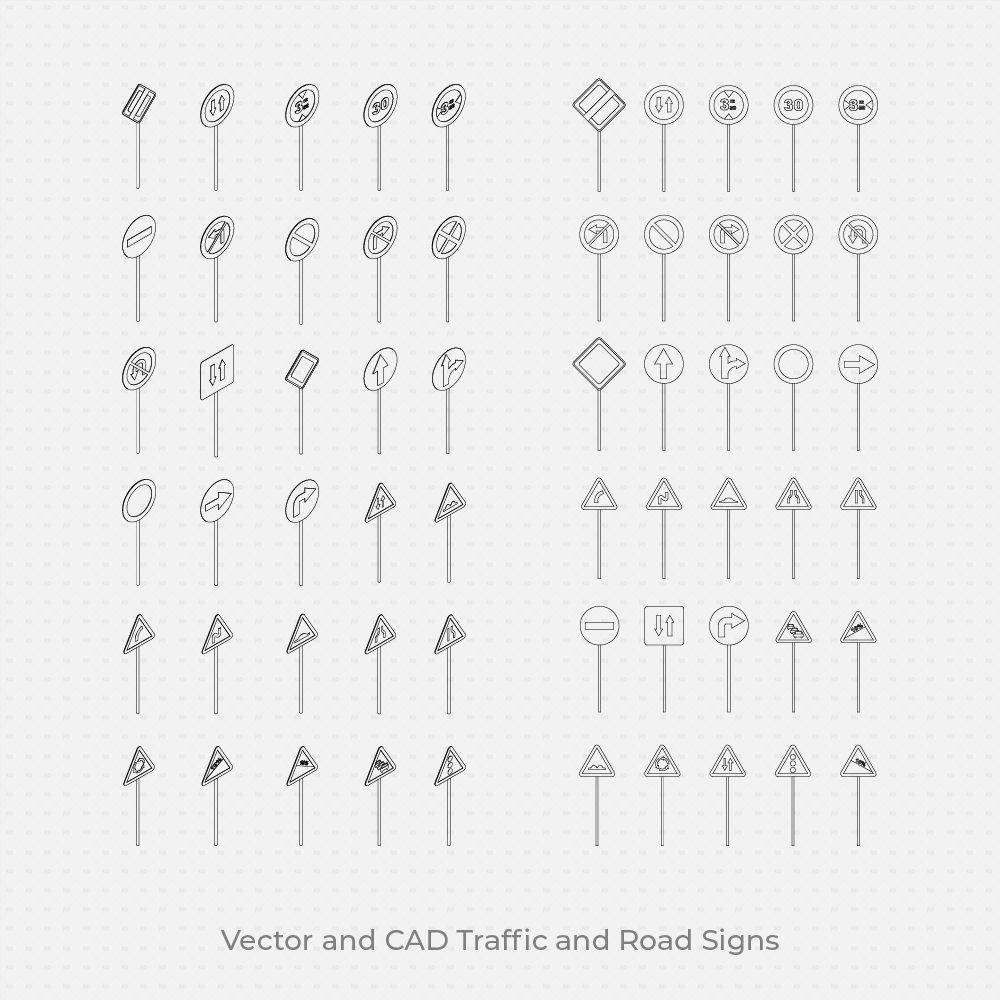 CAD Blocks & Vector Road and Traffic Signs