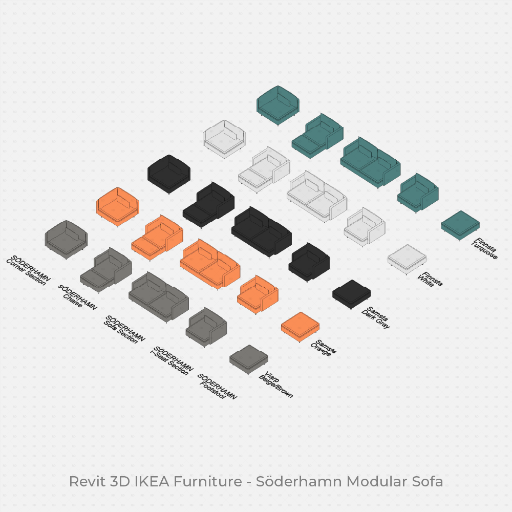 Prefab Module Revit Modular Sofa Families for Revit | RD Studio