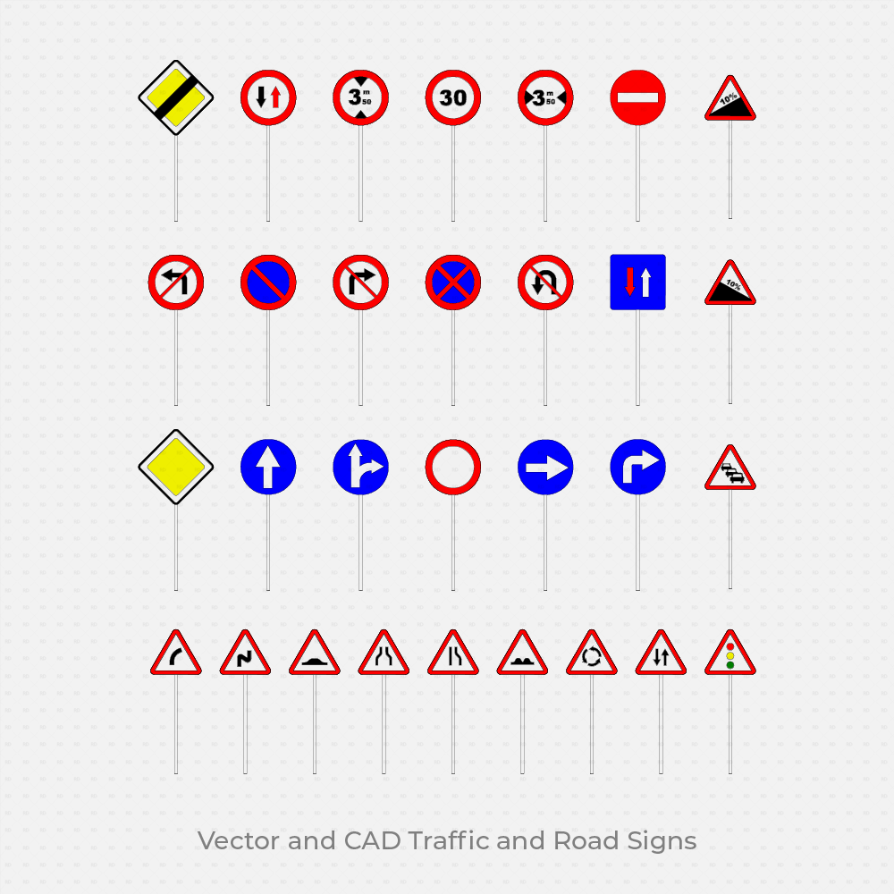 CAD Blocks & Vector Road and Traffic Signs