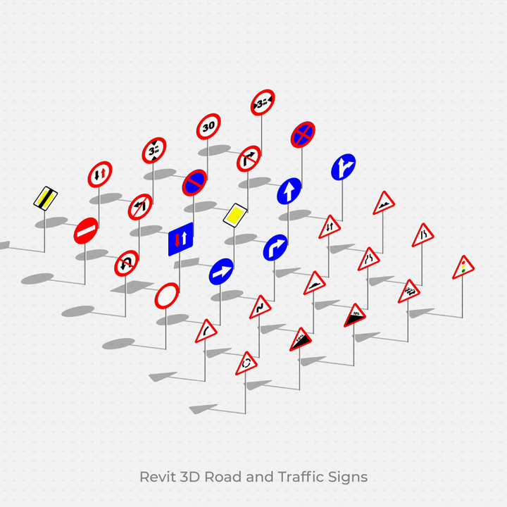 Revit Traffic Analysis Revit 3D 30 Parametric Road and Traffic Signs | Download RVT | Revit Dynamo