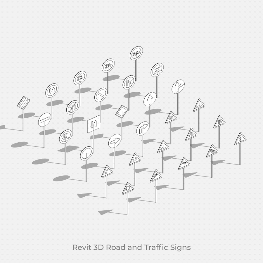 Revit 3D 30 Parametric Road and Traffic Signs | Download RVT | Revit Dynamo