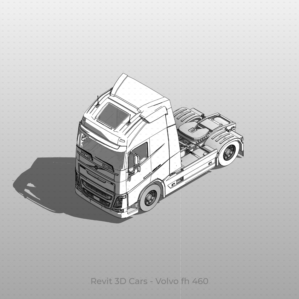 Revit 3D Vehicle Volvo fh 460 + Truck Trailer download family