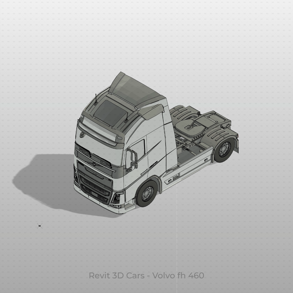 Revit 3D Vehicle Volvo fh 460 + Truck Trailer download family