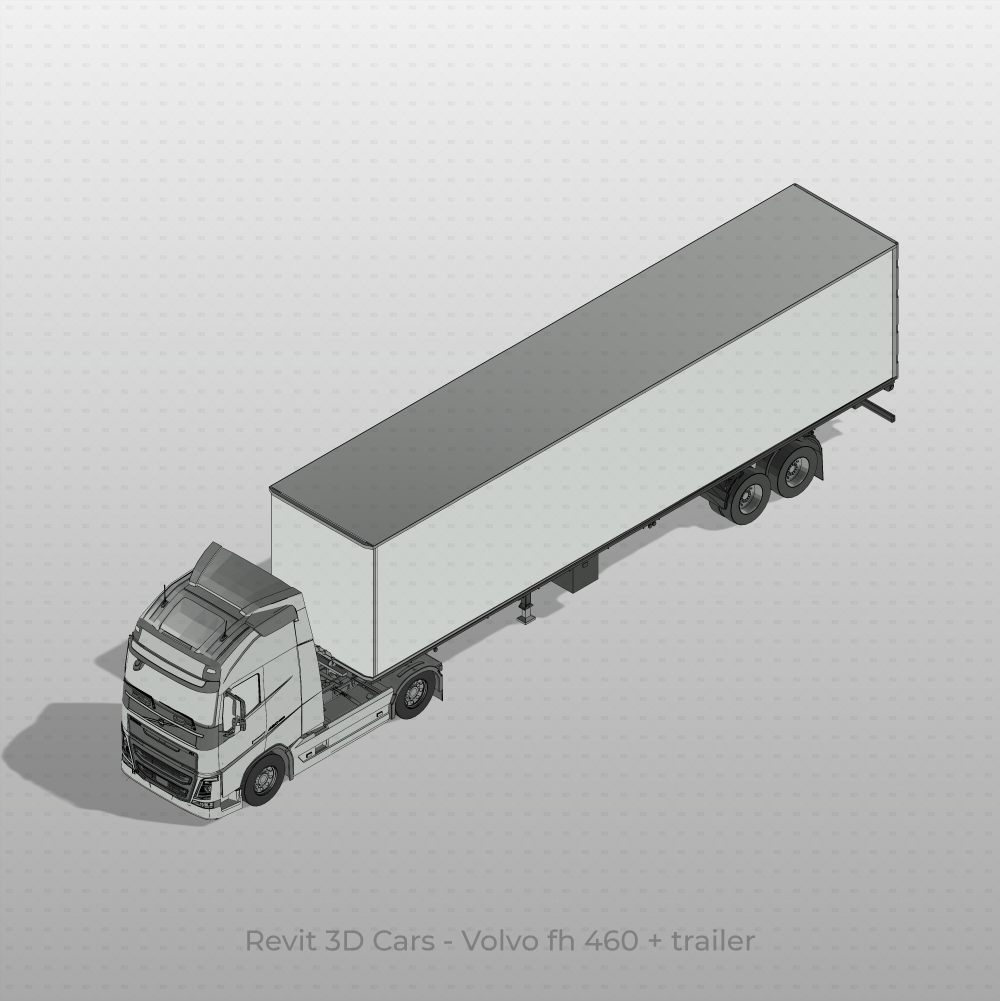 Revit 3D Vehicle Volvo fh 460 + Truck Trailer download family